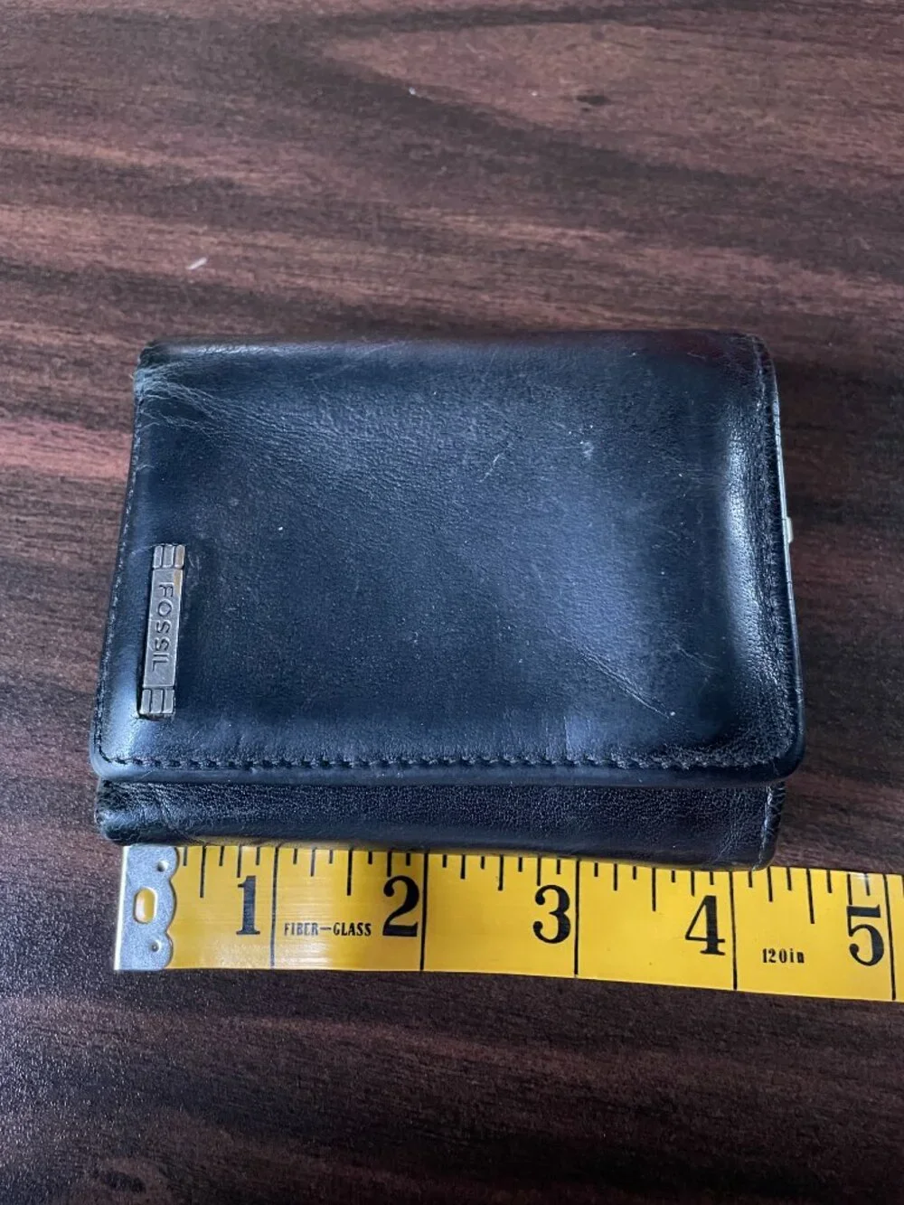 Fossil Black Genuine Leather Wallet — Multi Compartment Bifold Zip
